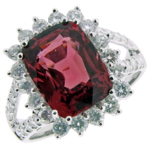 Pink spinel and diamond cocktail ring - Click Image to Close